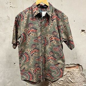 Chaps Ralph Lauren Multicolored Paisley Button Down Short Sleeve Shirt Medium M